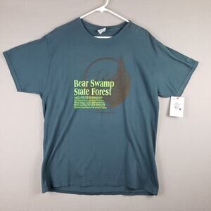 Champion Size L Bear Swamp State Forest Graphic Tee Shirt Blue Hike Gorpcore NWT